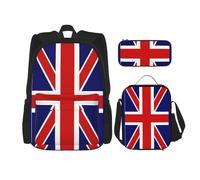 WenDang Ensemble sac à bandoulière avec sac à déjeuner et trousse à crayons Motif drapeau anglais