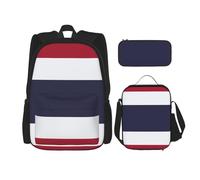WenDang Ensemble sac à bandoulière avec sac à déjeuner et trousse à crayons Motif drapeau de la Thaïlande