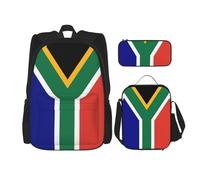 WenDang Ensemble sac à bandoulière avec sac à déjeuner et trousse à crayons Motif drapeau de l'Afrique du Sud