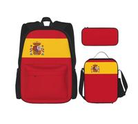 WenDang Ensemble sac à bandoulière avec sac à déjeuner et trousse à crayons Motif drapeau espagnol Idéal pour le shopping, les sports de plein air