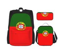 WenDang Ensemble sac à bandoulière avec sac à déjeuner et trousse à crayons Motif drapeau portugais