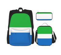 WenDang Ensemble sac à bandoulière double drapeau de la Sierra Leone avec sac à déjeuner et trousse à crayons, convient pour le shopping, les sports de plein air