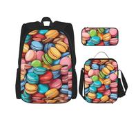 WenDang Ensemble sac à bandoulière double saveur macaron biscuit avec sac à déjeuner et trousse à crayons, convient pour le shopping, les sports de plein air