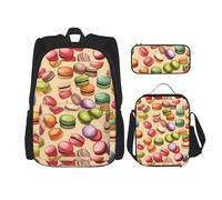 WenDang Ensemble sac à bandoulière double saveur macaron biscuit avec sac à déjeuner et trousse à crayons, convient pour le shopping, les sports de plein air