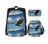 WenDang Flying Eagle Ensemble sac à bandoulière avec sac à déjeuner et trousse à crayons pour le shopping, les sports de plein air