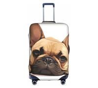 WenDang Housse de protection élastique pour valise, motif bouledogue français, protection améliorée, convient aux voyageurs unisexes, blanc, L