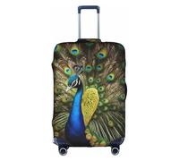 WenDang Housse de protection élastique pour valise, motif plumes de paon, protection améliorée, convient aux voyageurs unisexes, blanc, XL