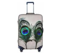 WenDang Housse de protection élastique pour valise, motif plumes de paon, protection améliorée, convient aux voyageurs unisexes, blanc, L