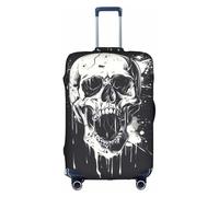 WenDang Housse de protection élastique pour valise, motif tête de mort, fantôme, horreur, protection améliorée, convient aux voyageurs unisexes, blanc, S