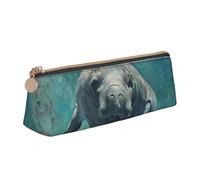 WenDang Le sac de rangement Crazy Save Manatee Triangle en cuir et le rangement de papeterie de vacances sont des articles de voyage essentiels, blanc, Taille unique, Trousse de maquillage