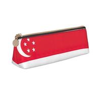 WenDang Le sac de rangement triangulaire en cuir avec drapeau de Singapour et le rangement de papeterie de vacances sont des articles de voyage essentiels, blanc, Taille unique, Trousse de maquillage