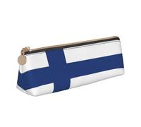 WenDang Le sac de rangement triangulaire en cuir avec drapeau finlandais et le rangement de papeterie de vacances sont des articles de voyage essentiels, blanc, Taille unique, Trousse de maquillage