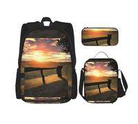 WenDang Lonely Bench Ensemble sac à bandoulière double avec sac à déjeuner et trousse à crayons pour le shopping, les sports de plein air