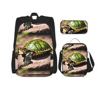 WenDang Lord Howe Island Sea Turtle Ensemble sac à bandoulière avec sac à déjeuner et trousse à crayons, convient pour le shopping, les sports de plein air