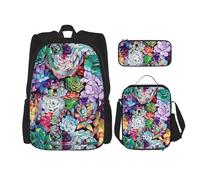 WenDang Lot de 1 sac à bandoulière double coloré avec sac à déjeuner et trousse à crayons, convient pour le shopping, les sports de plein air