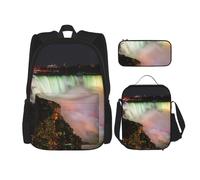 WenDang Niagara Falls Ensemble sac à bandoulière double avec sac à déjeuner et trousse à crayons, convient pour le shopping, les sports de plein air