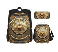 WenDang Palm Tree Rocky Shore Ensemble sac à bandoulière double avec sac à déjeuner et trousse à crayons, convient pour le shopping, les sports de plein air