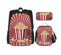 WenDang Sac à bandoulière imprimé popcorn avec sac à déjeuner et trousse à crayons, convient pour le shopping, les sports de plein air