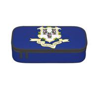 WenDang Sac de papeterie multifonction avec drapeau de l'État du Connecticut, adapté pour les voyages, les fournitures de bureau, le maquillage et l'organisation de bureau, Noir , Taille unique