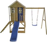 Wendi Toys Maison en bois sur pilotis Alpaga avec toboggan, balançoire et bac à sable Nature 290x350x242 cm