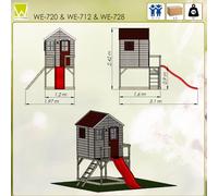 Wendi Toys Maison en bois sur pilotis Tiger avec toboggan 310x350x242 cm
