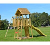 Wendi Toys Tour de jeux en bois Abeille avec toboggan, mur d'escalade, balançoire & bac à sable Nature 280x270x270 cm