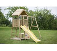 Wendi Toys Tour de jeux en bois Pélican, y compris toboggan, mur d'escalade, balançoire et ensemble de sièges Nature 280x270x270 cm