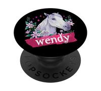 Wendy - Joli prénom de Fille avec Un Beau Cheval PopSockets PopGrip Adhésif