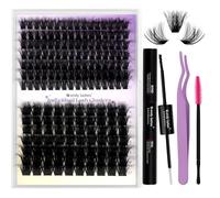 WENDY LASHES Kit Extensions Cils 100D/200D, 3D Curl 0,07mm, mixtes 16-20mm | Extensions de cils 0,07 mm avec Bond & Seal, pince à cils, brosse et démaquillant, application simple à la maison