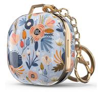 wenew Coque Rigide avec Clip Porte-clés pour Filles, Enfants, Femmes, Hommes - Compatible avec Galaxy Buds 2, Pro, Live - Protection 360° - Charge sans Fil - Bleu