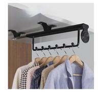 WENFEN Tringle de penderie, Rail de penderie escamotable, Tringle de penderie coulissante, Tringle de Cintre Extensible for Garde-Robe, Montage supérieur avec vis(Black,350mm)