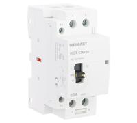 Wengart Contacteur avec Commande Manuelle 63A - Bobine 230V AC - Configuration 2NO - Sélecteur Auto/ON/OFF - Largeur 36mm (2 Modules) - Idéal pour Chauffe-eau, Pompe et Recharge VE - WCT-63M