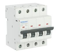 Wengart Disjoncteur Tétrapolaire 4P 10A - Courbe B (Déclenchement Rapide) - 6kA - AC 230V/400V - Idéal pour Lignes Longues et Appareils Électroniques Sensibles - Rail DIN 72mm (4 Modules) - WGM12-63H