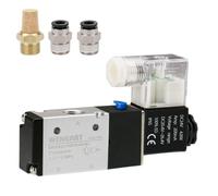 Wengart Électrovanne Pneumatique 24V DC 3/2 Voies 1/4" pour Automaticiens, Évite les Erreurs de Commande de Vérin Simple Effet en Armoire PLC, avec Connecteur DIN IP65 et Kit Raccords