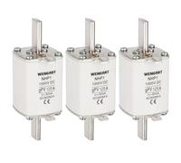 Wengart Lot de 3 fusibles CC NHP1 de type GPV NH 1000V 125A CC 50kA pour protéger les onduleurs, batteries et câbles dans les systèmes photovoltaïques