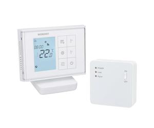 Wengart Thermostat sans Fil RF433 - Contact Sec (Libre de Potentiel) - Idéal pour Chaudière à Gaz/Fioul et Plancher Chauffant - Double Alimentation Piles ou USB - Programmation 7 Jours - Sortie NO/NC