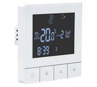 Wengart Thermostat Tactile Noir Programmable - pour Chauffage au Sol Hydraulique (Sortie Active 230V, 3A) - Compatible Boîte d'Encastrement Ronde 60mm - Écran LCD Digital avec Mode Antigel - WG356