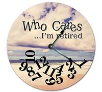 WengBeauty Horloge murale tendance en bois silencieuse sans tic-tac Who Cares I'M Retired Horloge murale ronde pour salon, cuisine, maison, chambre à coucher, décoration 25,4 cm