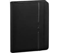 WENGER Affiliate Padfolio avec Classeur à Anneaux et Poche pour Tablette Tactile, Femmes Hommes, Bureau Voyages d’Affaires Uni, Noir, 601361