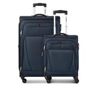 Wenger Beaumont 4 roulettes Set de valises 2 pièces avec soufflet d'extension bleu