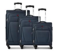 Wenger Beaumont 4 roulettes Set de valises 3 pièces avec soufflet d'extension bleu