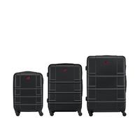 WENGER Itinera Set de 3 Valises Rigides S, M et L, 33/62/99 l, Noir | Lot de valises 4 roues avec serrure à combinaison et sangles de compression pour voyages d'affaires ou vacances.
