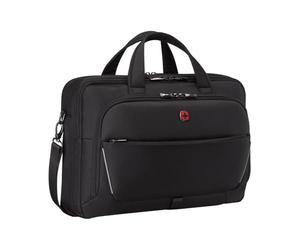WENGER Meteor Brief Sacoche à bandoulière pour portable, Notebook jusqu’à 17’’, Poche tablette, Mallette, 22 l, Bureau Affaires Fac, Noire 653498