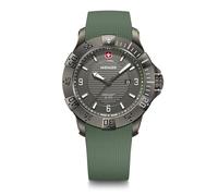 WENGER Montre pour Homme Seaforce Analogique Quartz, Ø 43 mm, Swiss Made, Étanche jusqu'à 200 m, Bleu-Gris Métallique/Vert, Bracelet en Silicone Vert, 01.0641.143