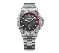 WENGER Montre pour Homme Seaforce Analogique Quartz, Ø 43 mm, Swiss Made, Étanche jusqu'à 200 m, Noir/Rouge, Bracelet en Acier Argent, 01.0641.139