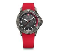 WENGER Montre pour Homme Seaforce Analogique Quartz, Ø 43 mm, Swiss Made, Étanche jusqu'à 200 m, Noir/Rouge, Bracelet en Silicone Rouge, 01.0641.144