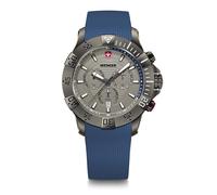 WENGER Montre pour Homme Seaforce Chrono Analogique Quartz, Chronograph, Ø 43 mm, Swiss Made, Étanche jusqu'à 200 m, Bleu/Gris, Bracelet en Silicone Bleu, 01.0643.126