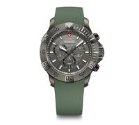 WENGER Montre pour Homme Seaforce Chrono Analogique Quartz, Chronograph, Ø 43 mm, Swiss Made, Étanche jusqu'à 200 m, Black Ice/Vert, Bracelet en Silicone Vert, 01.0643.127
