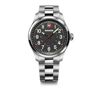 WENGER Montre pour Homme Terragraph Analogique Quartz, Ø 43 mm, Swiss Made, Étanche jusqu'à 100 m, Noir/Argent, Bracelet en Acier, 01.0541.122