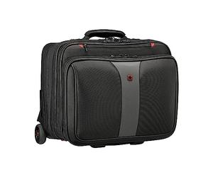 WENGER Patriot ECO Trolley Sac pour Ordinateur portable 17 Pouces, Poche pour Tablette Tactile 10 Pouces, Porte-Documents à Roulettes, Système d’Organisation, 38 l, Femmes Hommes, Bureau Voyages d’Affaires Uni, Noir, Durable, 612259